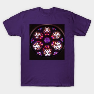 Purple Rosary Window Mandala Photo T-Shirt